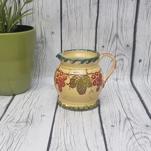 ITALICA ARS Hand Painted Pottery Small Creamer Pitcher Leaves Made in ITALY 4”